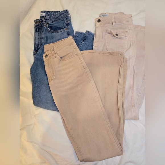 Denim - Stylish Women's Blue and Beige Jeans